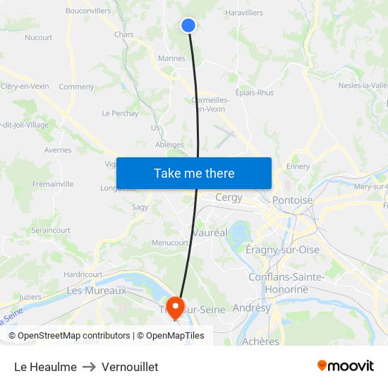 Le Heaulme to Vernouillet map