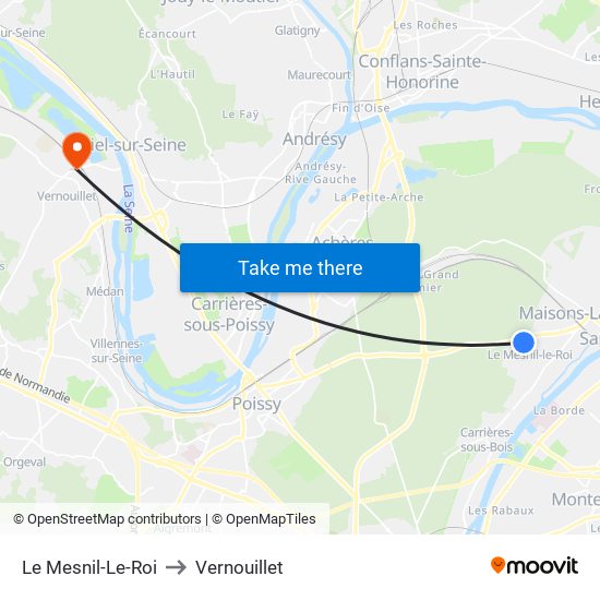 Le Mesnil-Le-Roi to Vernouillet map