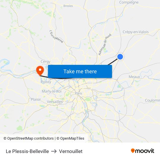 Le Plessis-Belleville to Vernouillet map