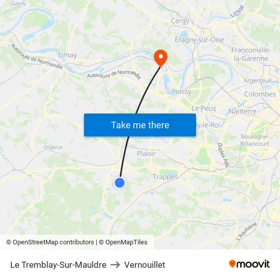Le Tremblay-Sur-Mauldre to Vernouillet map