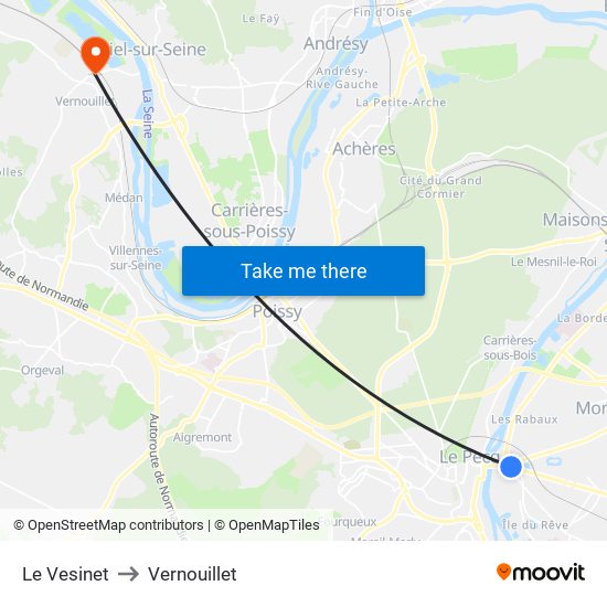 Le Vesinet to Vernouillet map