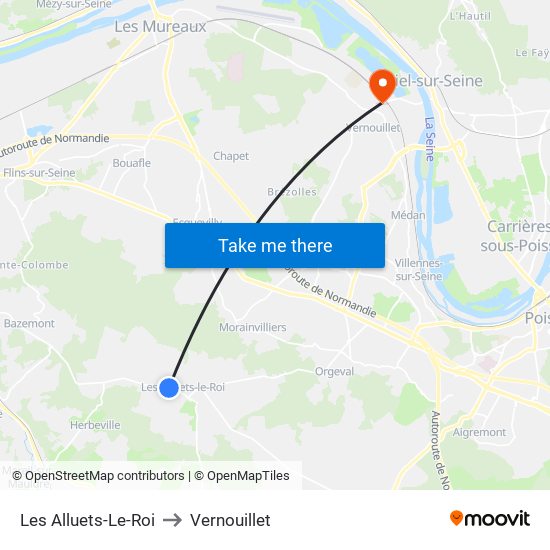 Les Alluets-Le-Roi to Vernouillet map