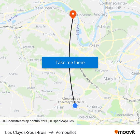 Les Clayes-Sous-Bois to Vernouillet map