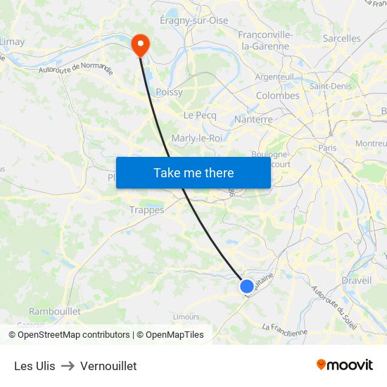 Les Ulis to Vernouillet map
