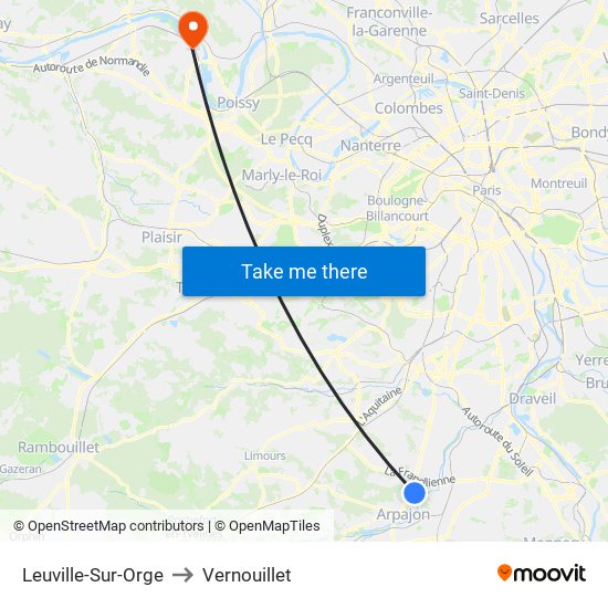 Leuville-Sur-Orge to Vernouillet map