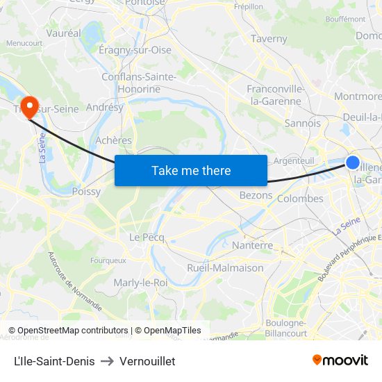 L'Ile-Saint-Denis to Vernouillet map
