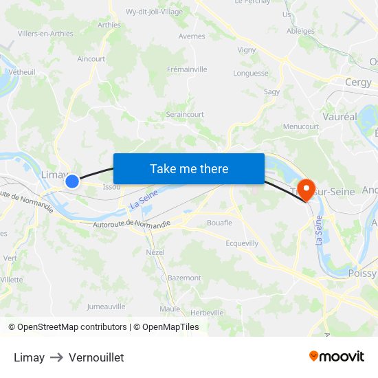Limay to Vernouillet map