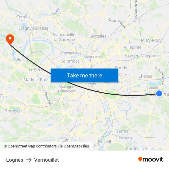 Lognes to Vernouillet map