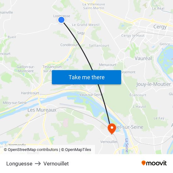 Longuesse to Vernouillet map