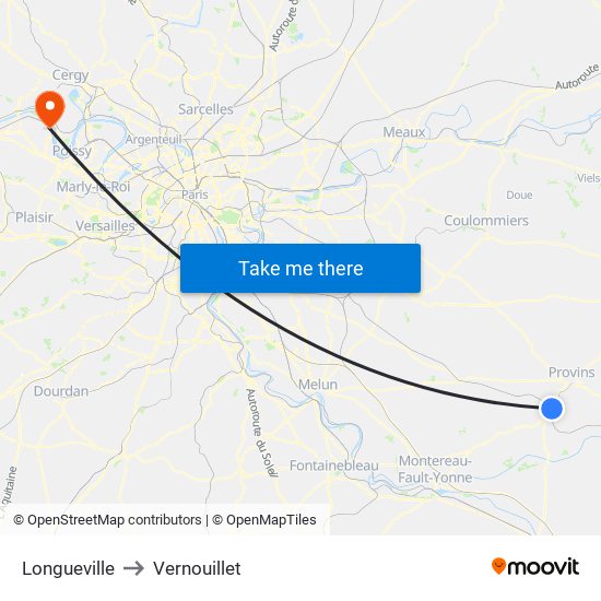 Longueville to Vernouillet map