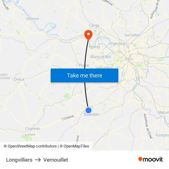 Longvilliers to Vernouillet map