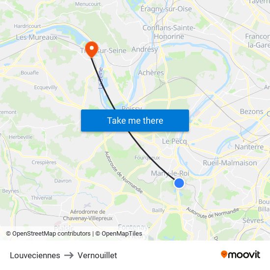 Louveciennes to Vernouillet map