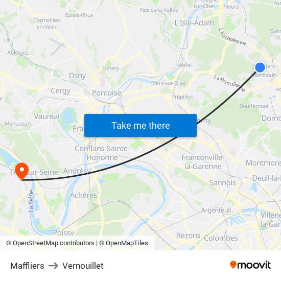 Maffliers to Vernouillet map