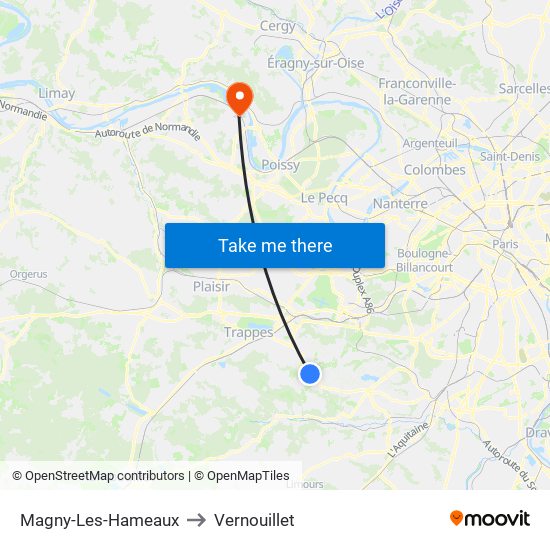 Magny-Les-Hameaux to Vernouillet map