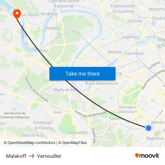 Malakoff to Vernouillet map