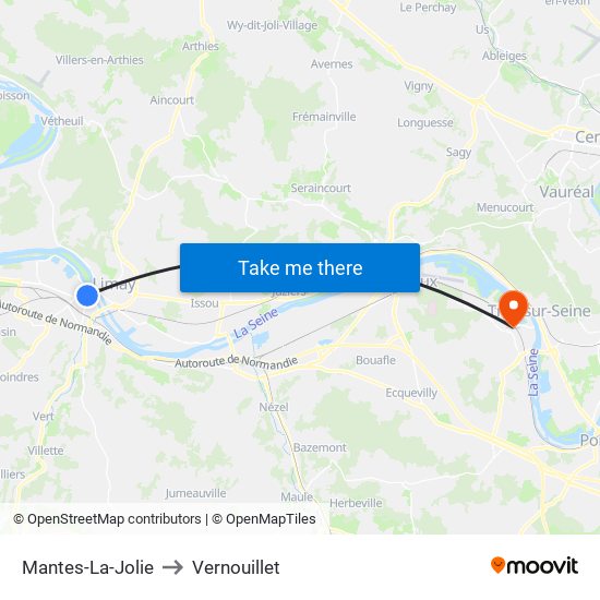 Mantes-La-Jolie to Vernouillet map