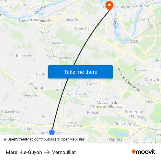 Mareil-Le-Guyon to Vernouillet map