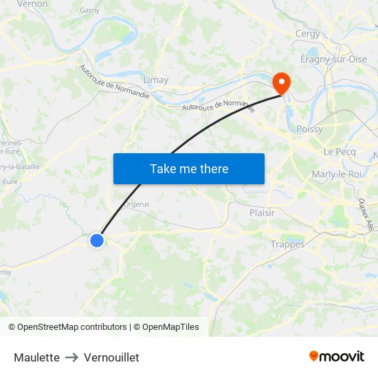 Maulette to Vernouillet map