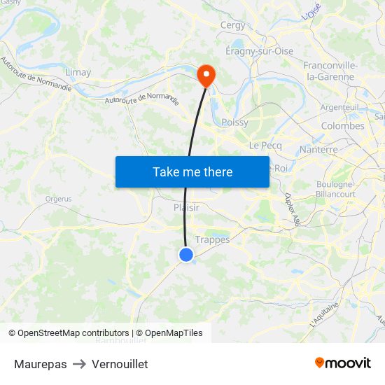 Maurepas to Vernouillet map