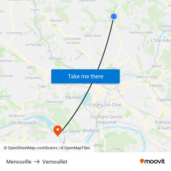 Menouville to Vernouillet map