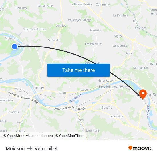 Moisson to Vernouillet map