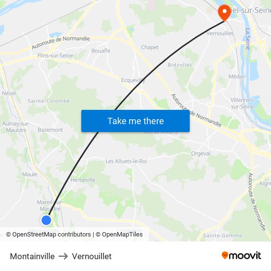 Montainville to Vernouillet map