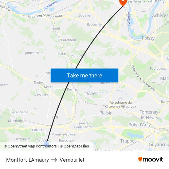Montfort-L'Amaury to Vernouillet map