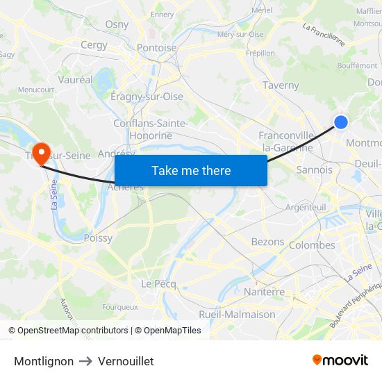 Montlignon to Vernouillet map