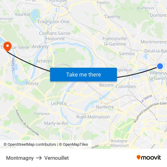 Montmagny to Vernouillet map