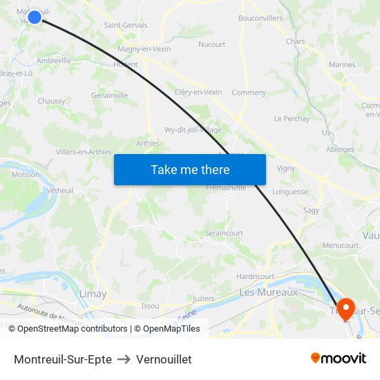 Montreuil-Sur-Epte to Vernouillet map
