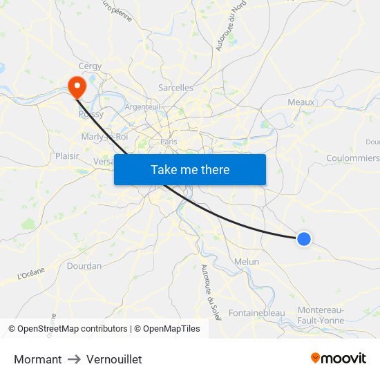 Mormant to Vernouillet map