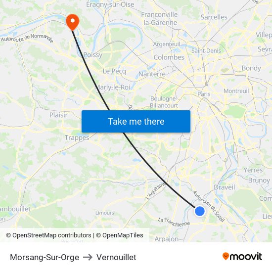 Morsang-Sur-Orge to Vernouillet map