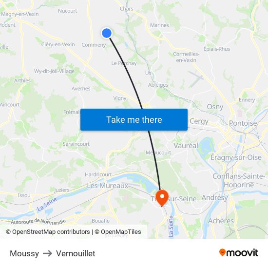 Moussy to Vernouillet map