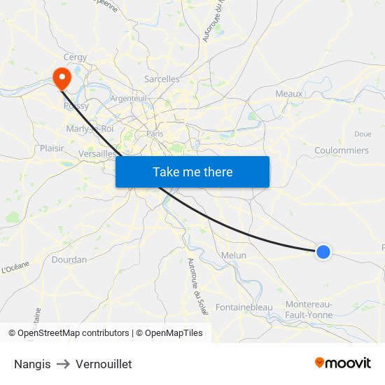 Nangis to Vernouillet map