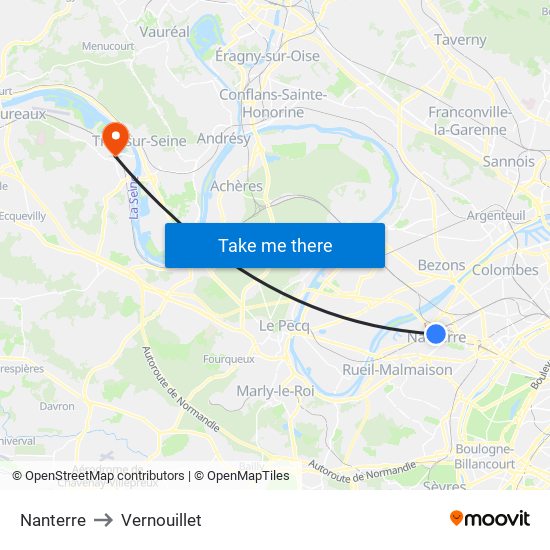 Nanterre to Vernouillet map