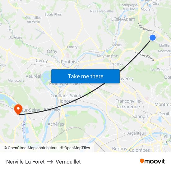 Nerville-La-Foret to Vernouillet map