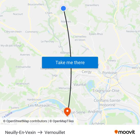 Neuilly-En-Vexin to Vernouillet map