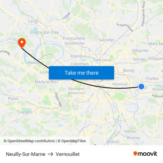 Neuilly-Sur-Marne to Vernouillet map