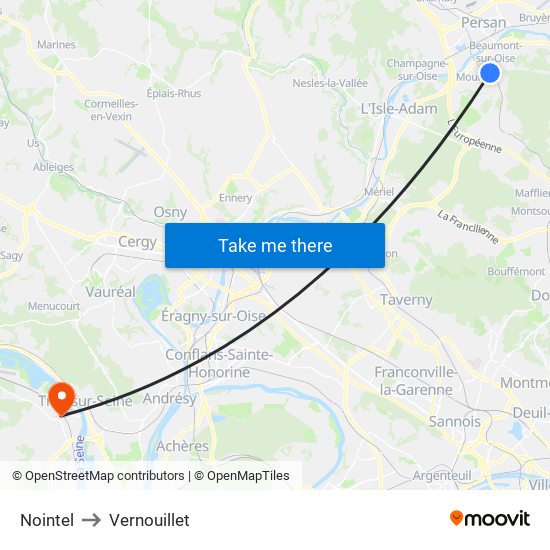 Nointel to Vernouillet map