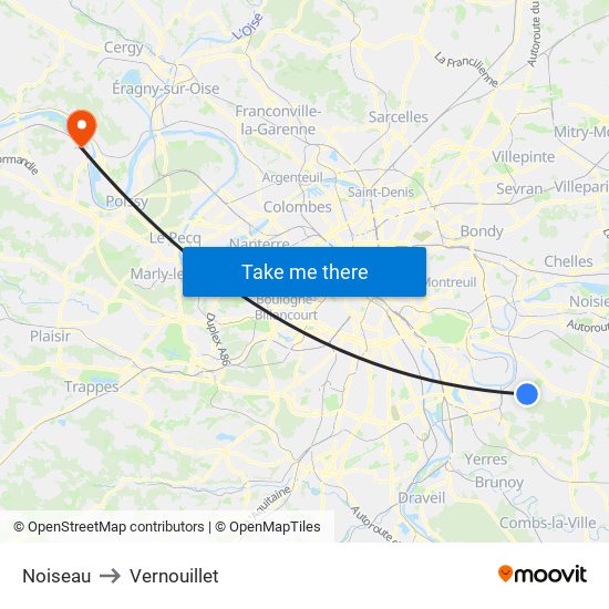 Noiseau to Vernouillet map