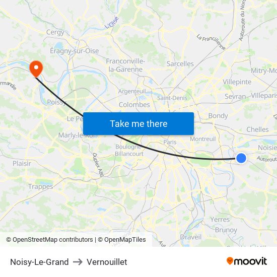 Noisy-Le-Grand to Vernouillet map