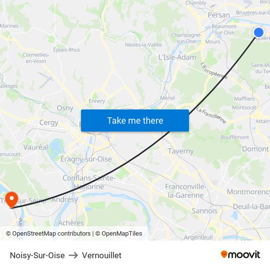 Noisy-Sur-Oise to Vernouillet map