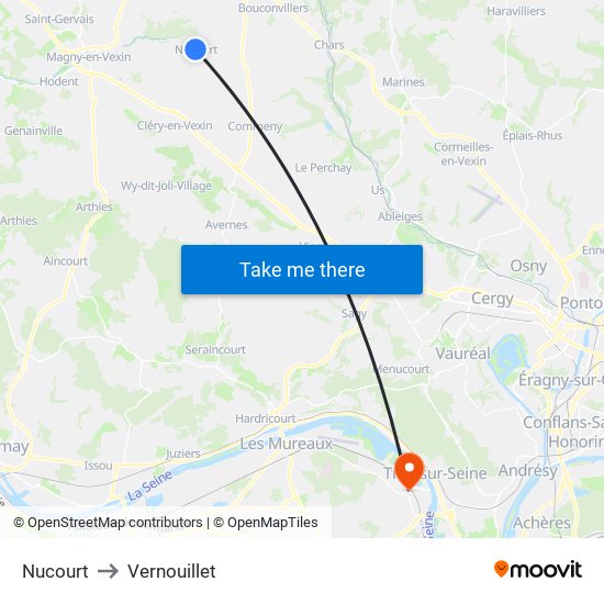 Nucourt to Vernouillet map