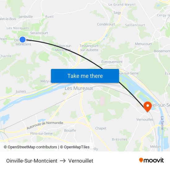 Oinville-Sur-Montcient to Vernouillet map
