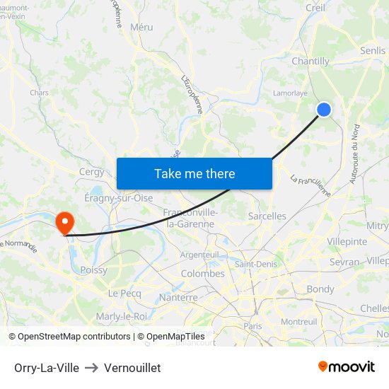 Orry-La-Ville to Vernouillet map