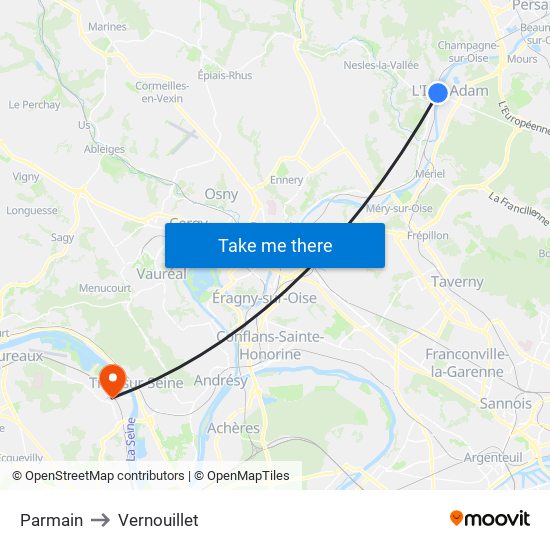 Parmain to Vernouillet map