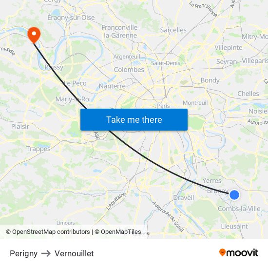 Perigny to Vernouillet map