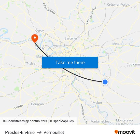 Presles-En-Brie to Vernouillet map