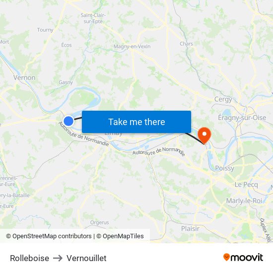 Rolleboise to Vernouillet map