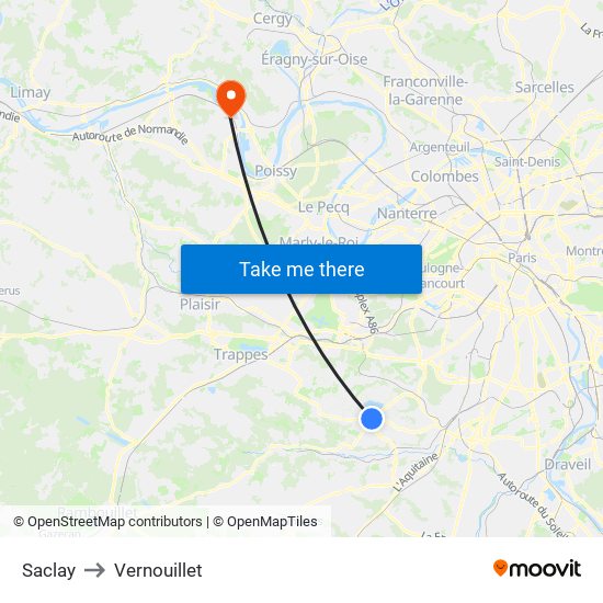 Saclay to Vernouillet map